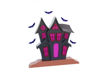 Halloween haunted House Wall and Door Decoration 3D model