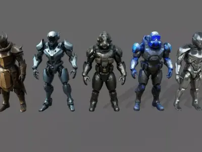 Cyborg Fighter Pack 4 Low-poly 3D model