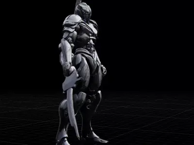 Onyx Vanguard  Futuristic Cyber Samurai Warrior Low-poly 3D model