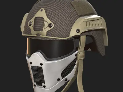 Helmet military mask protection futuristic technology  Low-poly 3D model