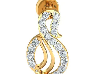 Yellow gold diamond earring-P3 PSER-04 3D print model