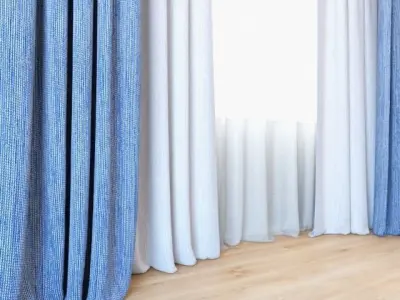 Curtains 51 Curtains with Tulle 3D model
