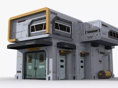 Sci-Fi Industrial x9 Low-poly 3D model