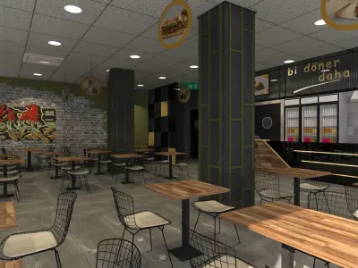 Turkish Doner Restaurant  Low-poly 3D model