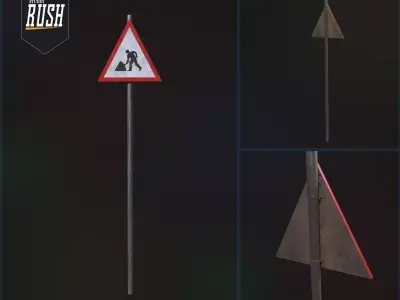 Works Road Traffic Sign Free low-poly 3D model