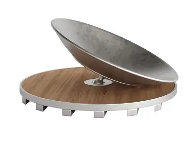 Playground Set wooden table with metal legs and springs 3D model