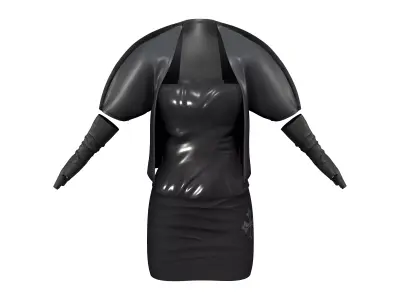 Black Leather Bolero Tube Top Skirt Gloves Full Outfit Low-poly 3D model