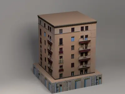 Low Polly Building Low-poly 3D model