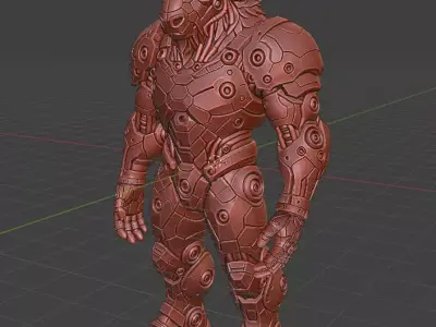 Cyber Bison Robotic Armored 3D Printable Sculpture 3D print model