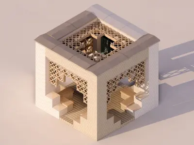 Soviet Post-modern Gazebo on Podil in Kyiv 3D model