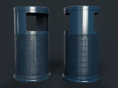 Street Trash Can 2 PBR Game Ready Low-poly 3D model