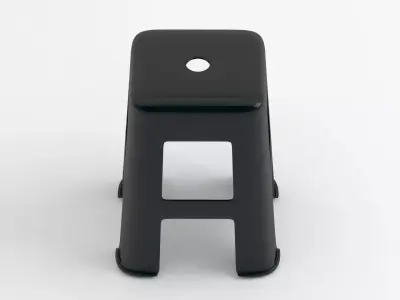 Black Hard Plastic Stool 3D model