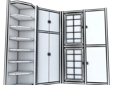 Cupboard wooden cabinet with doors and shelves 3D model