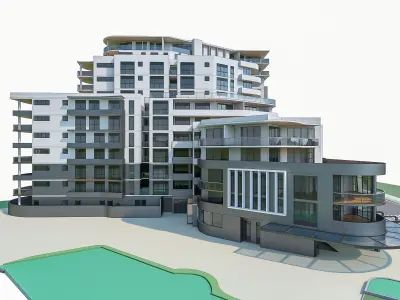 Modern Apartment Building 02 Low-poly 3D model