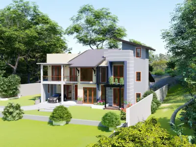 Modern residential building  3D model buy