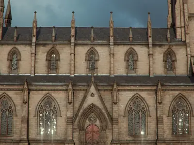 Square Tower Gothic Church 3D model