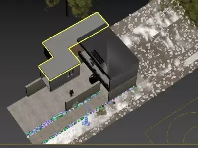 Stone Facede Villa 3d Scene 3D model