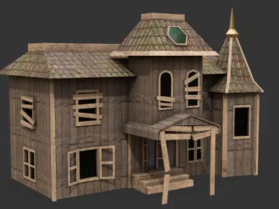 Haunted Wooden House 2 Low-poly 3D model