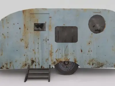 Old Rustic Trailer 3D model