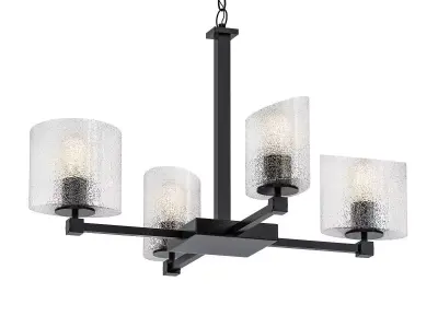 Tetra 4 four light chandelier with glass shades 3D model