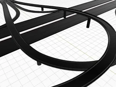 T Shape Highway Interchange Low-poly 3D model