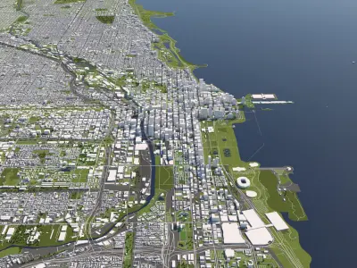 Chicago 50x50km 3D City Map 3D model
