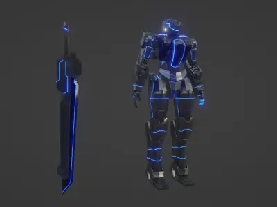 Mecha X01 Low-poly 3D model