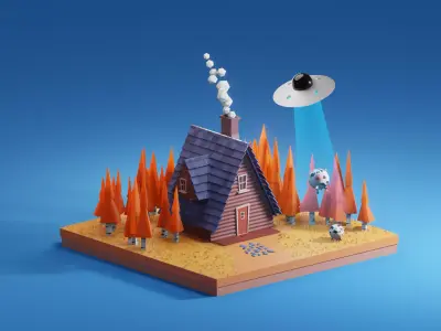 A house with aliens 3D model