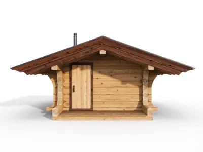 Bathhouse 04 from a carriage with a Norwegian lock 3D model 3D model