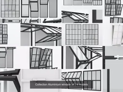 Collection Aluminium window x4 3D Model Pack