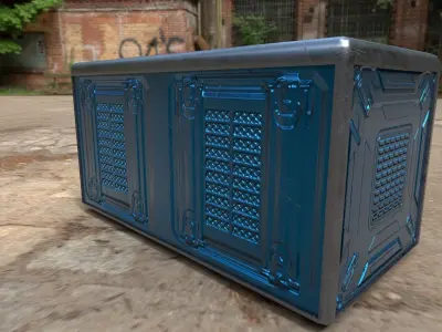 Sci fi box 3D model only 192 polygons 10 different colors Low-poly 3D model