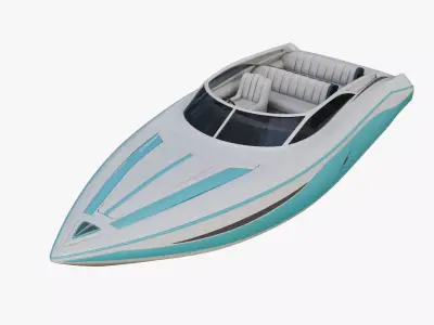 Speed Boat with Blue Accents 3D model