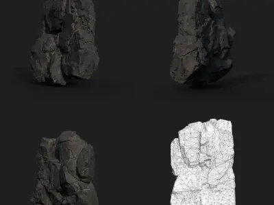 Low poly Black Modular Rock 230702 Low-poly 3D model