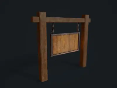 Medieval Signboard Low-poly 3D model