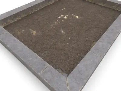 square garden in curb Low-poly 3D model