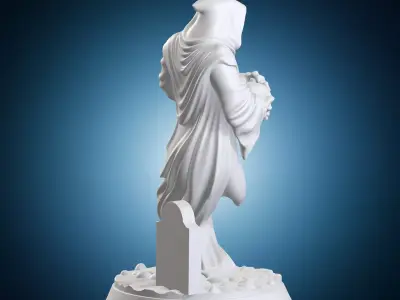 Haunting Ghost Mage Fantasy RPG Miniature On Base 3D print model