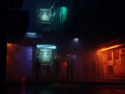 cyber punk street scene made with blender Low-poly 3D model