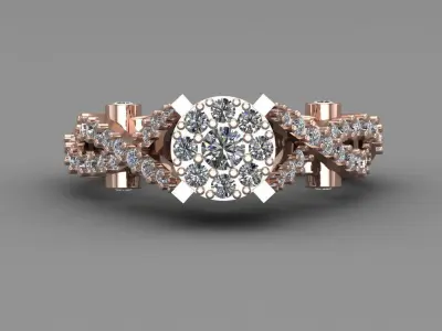 Rose Gold Women Diamond Ring 3D print model 3D print model 43