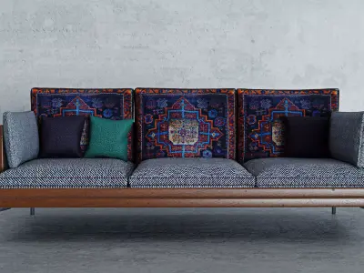 Neoclassical Sofa Low-poly 3D model