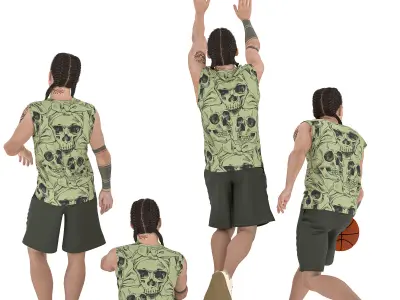 Dynamic 3D Street Basketball Boy Character Low-poly 3D model