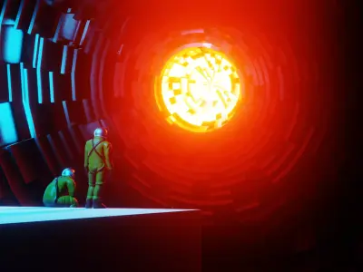 Sci-Fi Scene - made in Blender Low-poly 3D model