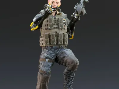 Sci-fi Soldier Riged Low-poly 3D model