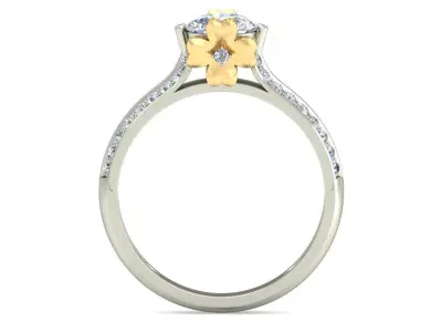 The Flower RING with yellow and white gold-VJR23 3D print model