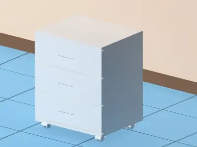 Office Table and Drawer 3D model