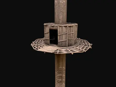 Wooden Tree House Shelters and Platforms 2 Low-poly 3D model