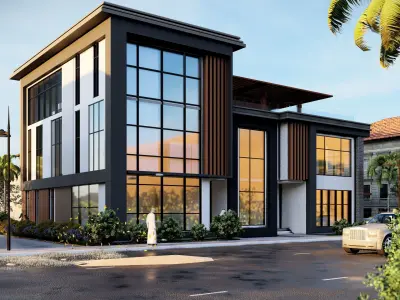 modern villa Low-poly 3D model