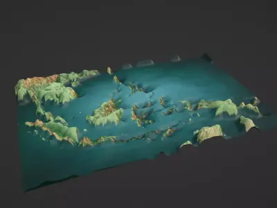 Southeast Asia Map Topography Low-poly 3D model