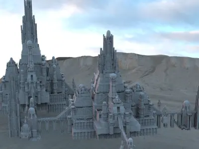 Dracula Castle towers with Larger City complex design 3D model