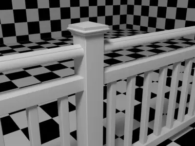 Exterior Railing - White Vinyl - Style 8 3D model