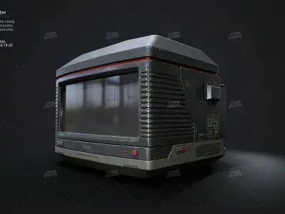 Cyberpunk Monitor Prop Low Poly PBR UE Textures Low-poly 3D model